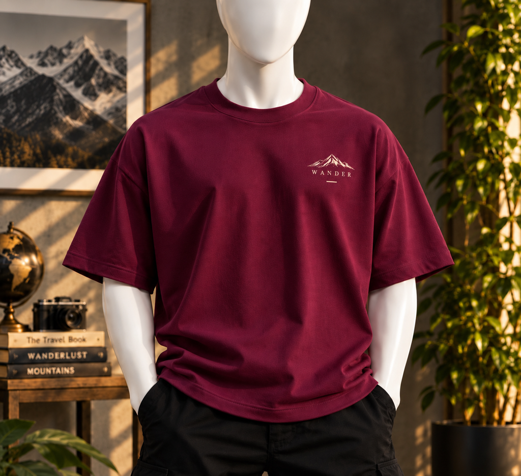 WANDER Oversized T-Shirt – Wine Burgundy