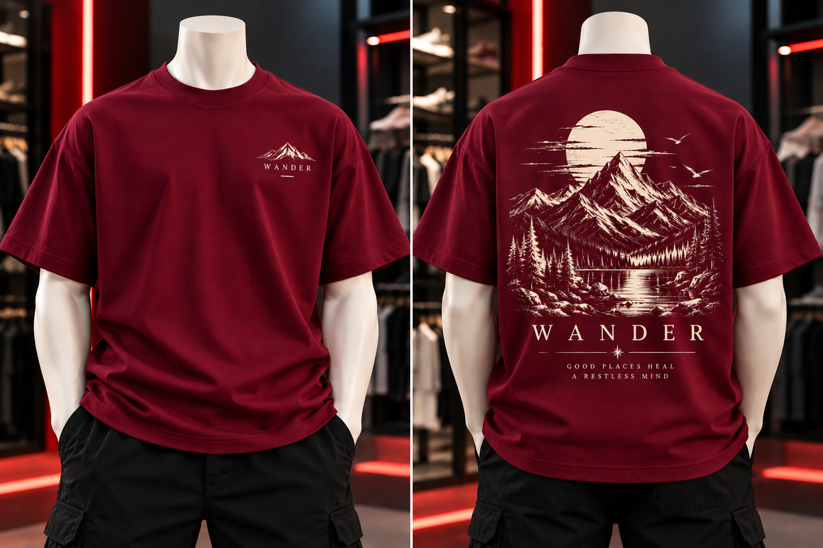 WANDER Oversized T-Shirt – Wine Burgundy
