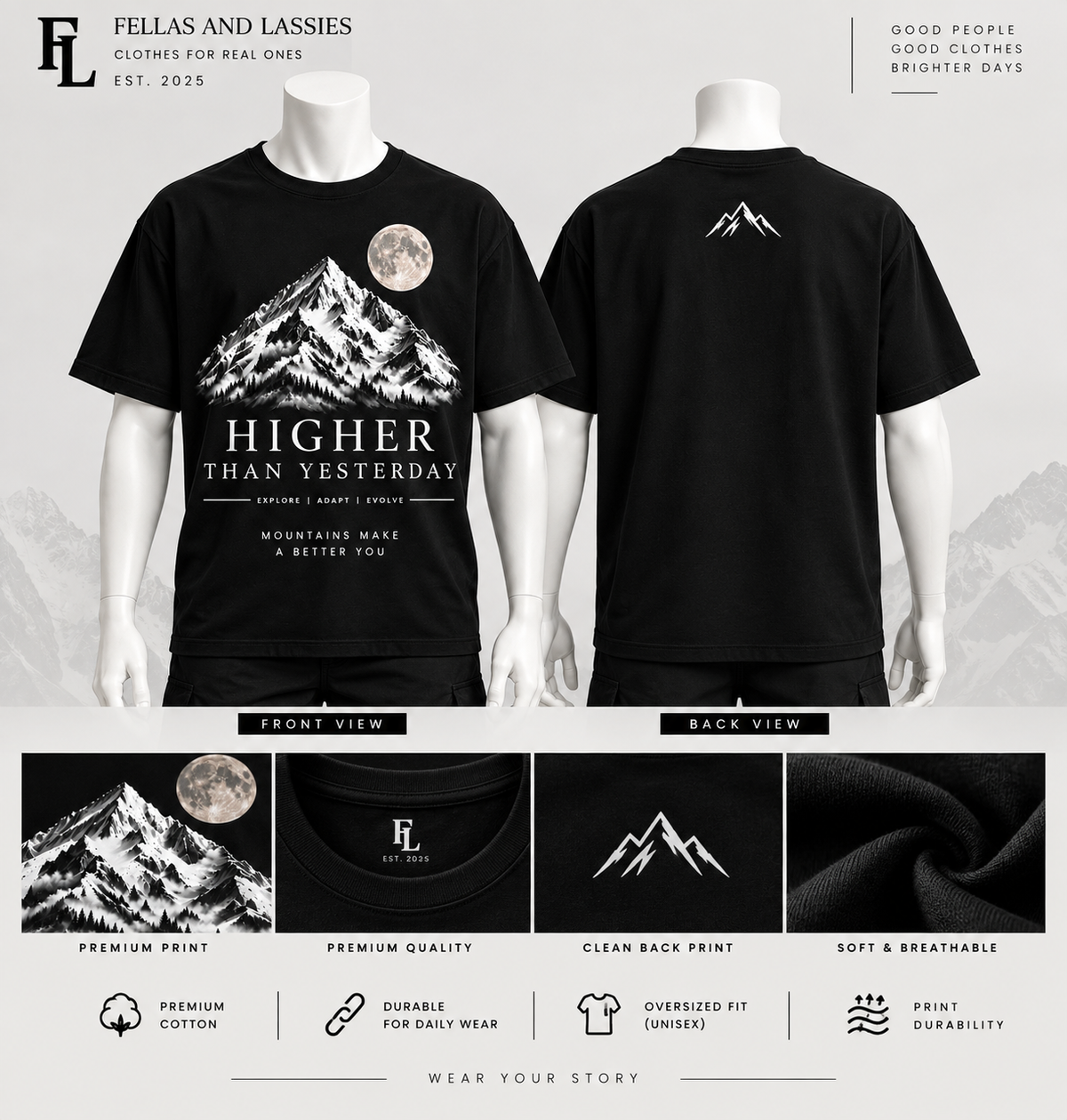 Higher Than Yesterday Oversized tees