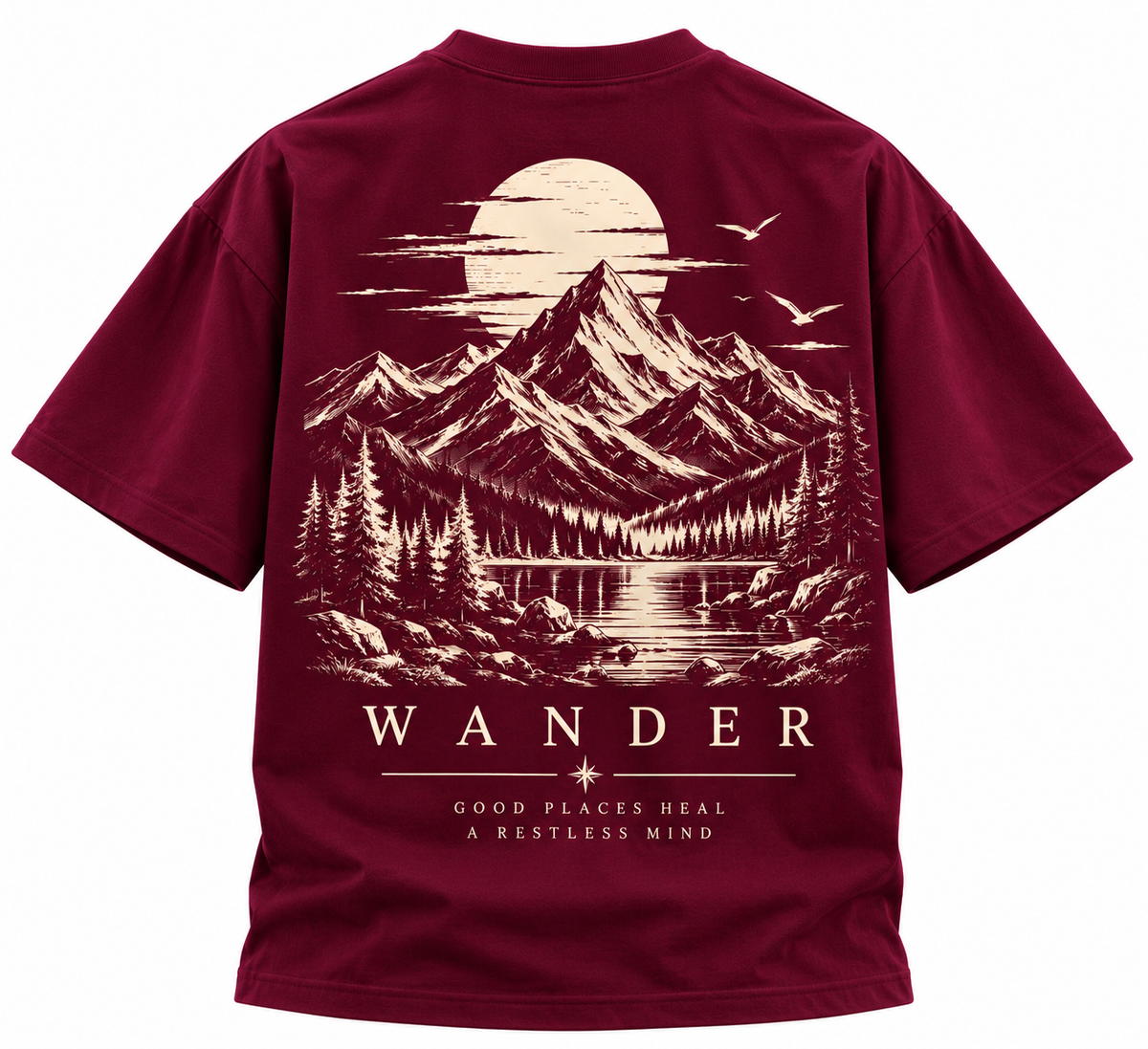 WANDER Oversized T-Shirt – Wine Burgundy