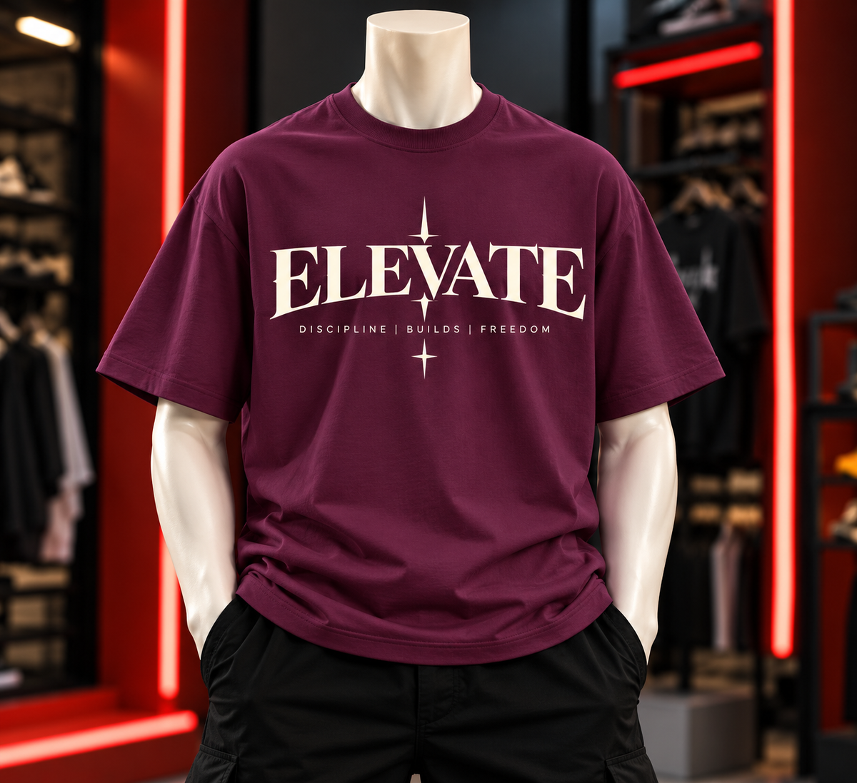 ELEVATE Oversized T-Shirt – Wine Burgundy