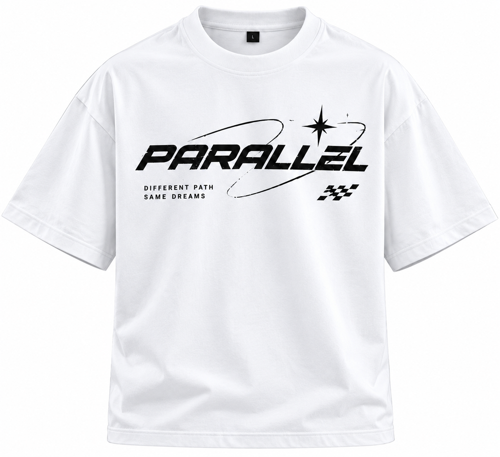 PARALLEL Oversized T-Shirt – Cream / White