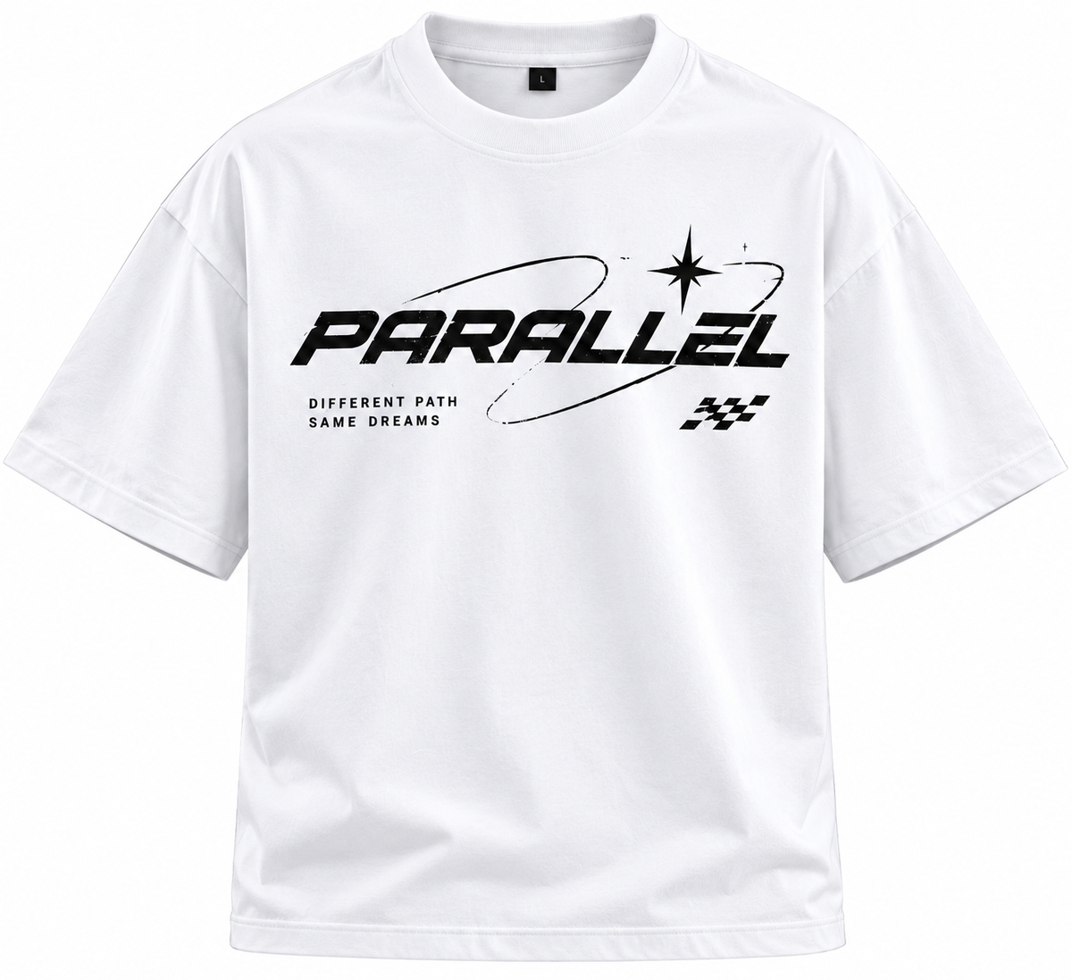 PARALLEL Oversized T-Shirt – Cream / White