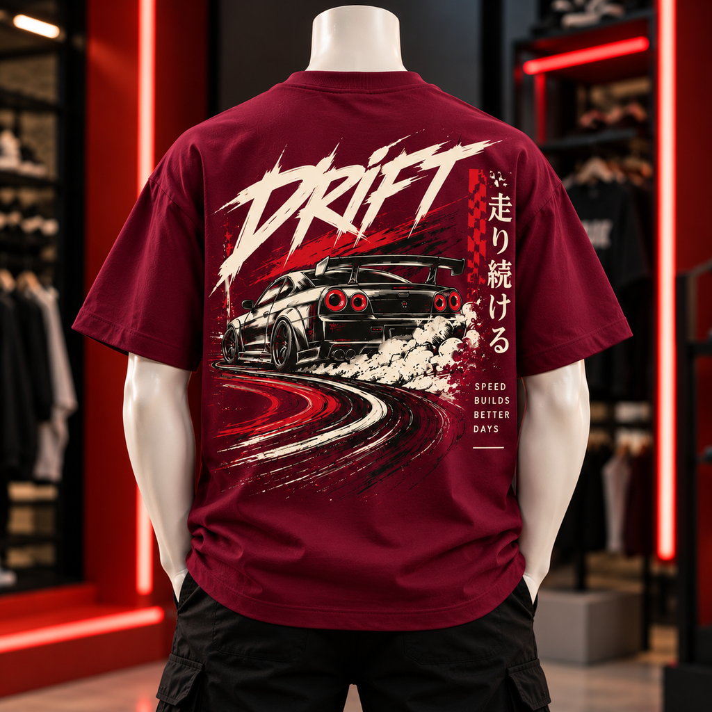 DRIFT Oversized T-Shirt – Wine Burgundy